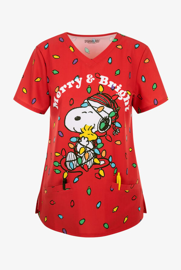 Filipina Estampada FUNSCRUBS Peanuts Snoopy Christmas STRETCH Mujer