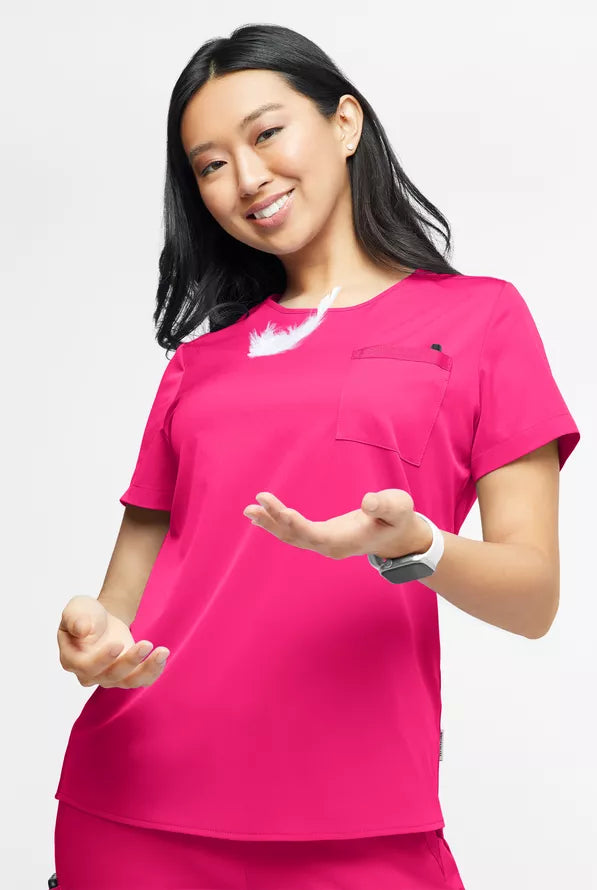 Quirúrgico Mujer WhisperLite Lyra Stretch – Cuello Redondo y 2 Bolsillos